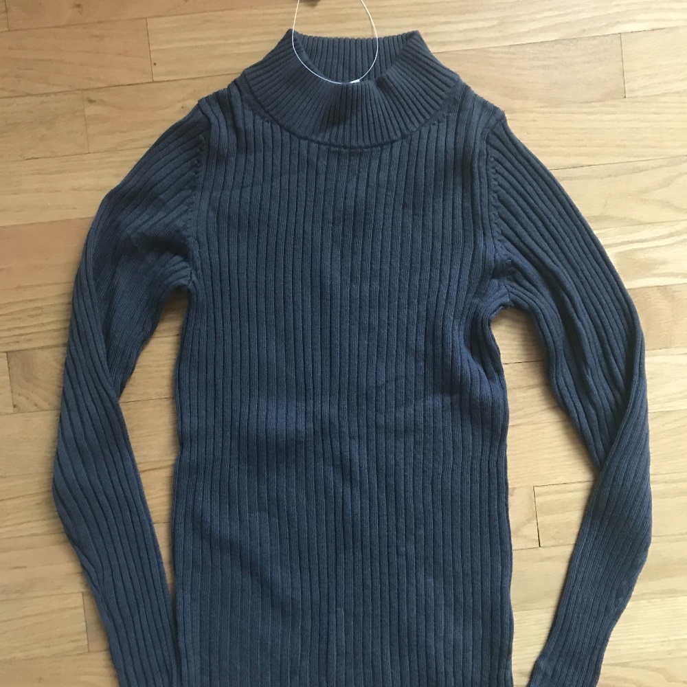 Muji ribbed wool mockneck sweater, grey size XS